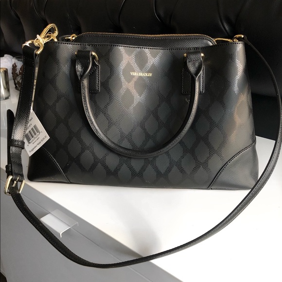 Vera Bradley Handbags - Vera Bradley Emma Satchel in Black Ikat Diamonds